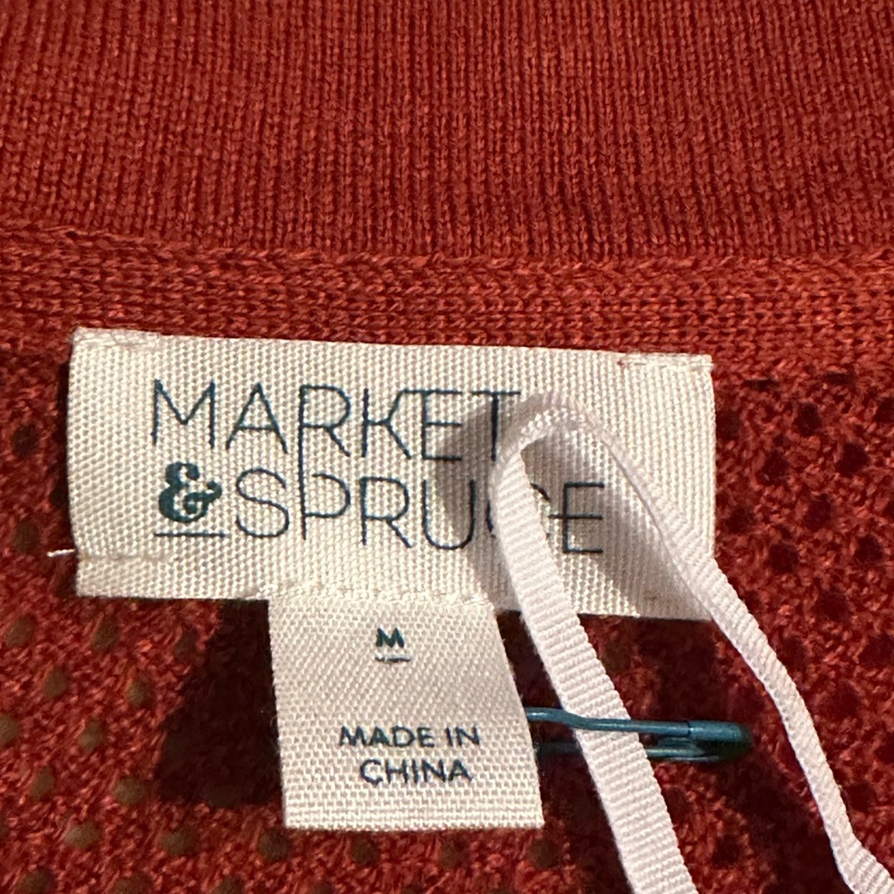 MARKET & SPRUCE Rowan Textured Cotton Blend Sweater Copper M Stitch Fix Nwt - Picture 6 of 11